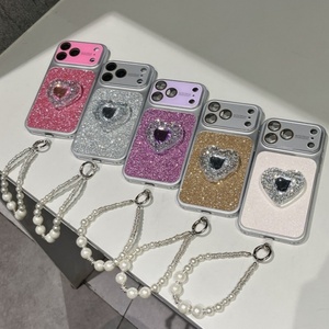 เคสโทรศัพท์หรูหรา ประดับเพชรระยิบระยับ พร้อมสายคล้องมุก สำหรับสาวๆ รุ่น iPhone 13 14 15 16 17 - Product Image 6