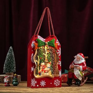 Sac cadeau <span class=keywords><strong>de</strong></span> <span class=keywords><strong>Noël</strong></span>, boîte à musique, cadre à carreaux gingham, effet <span class=keywords><strong>de</strong></span> neige tourbillonnante, sac fourre-tout <span class=keywords><strong>de</strong></span> boutique, sac à main portable, souvenir festif, meilleur cadeau - Product Image 5