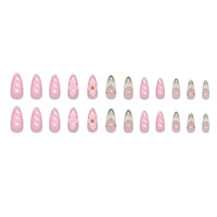 Z998 Faux Ongles Réutilisables Couverture Complète en Gros, French Almond Press Charms, Matériau Acrylique, Courts Pré-conçus, 24 Pièces