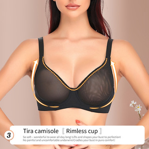 Soutien-gorge ajustable grande taille à fermeture avant, uni, sexy, push-up, à armatures fines, écologique, bonnet 3/4, <span class=keywords><strong>100</strong></span>% polyester, sous-vêtement - Product Image 3
