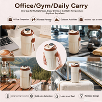Tasse isotherme en acier inoxydable de 450 ml avec poignée et anse, bord doré, isolation thermique, compatible lave-vaisselle, pour le bureau, idéale pour les cadeaux promotionnels