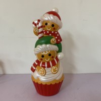 Décoration lumineuse LED sur le thème de Noël : figurine de garçon en pain d'épices et personnage canne en sucre pour comptoir de café et vitrine