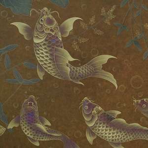 빈티지 나인 피쉬 장식품, 길상의 상징을 담은 황동 데스크탑 장식, 거실 사무실 행운의 선물, 홈 데코 아트, 원목 프레임 - Product Image 5