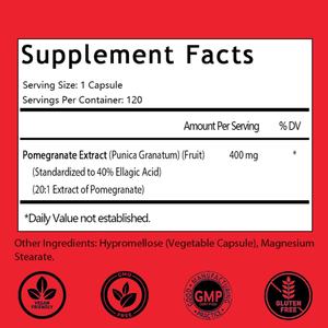 Cápsulas de Extracto de Granada OEM/ODM, Superventas, Extracto 20:1 con 40% de Ácido Elágico, Apoyo para la Piel, el Corazón y Antioxidante - Product Image 2