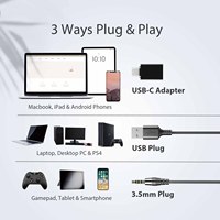 Casque téléphonique avec prise 3.5 et connecteur USBA USBC et microphone antibruit pour ordinateur portable