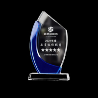 Plaque de trophée de récompense en cristal de verre de couleur vierge attrayante personnalisée en gros pour les cadeaux de bienvenue de compagnie d'assurance et le but de souvenir