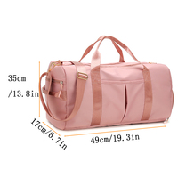 Gran oferta Unisex, bolsa de gimnasio de lona Oxford rosa, expandible, impermeable, poliéster, directo de fábrica, patrón de letras, bolsa de fin de semana