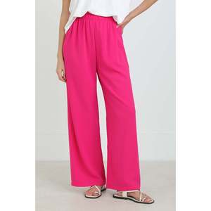 Puane Women's High Waist Wide Leg Fuchsia Trousers - Comfortable and Trendy Fashion <b>Pants</b> for Everyday Wear - Product Image 2