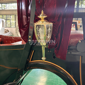 Voiture électrique vintage ZOWN, style calèche royale, 4 roues, roues noires et dorées, auvent rouge, véhicule de mariage de style européen - Product Image 5