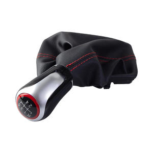 Poignée de levier de vitesse Audi en cuir avec ligne rouge, 5 ou 6 vitesses, ergonomique - Product Image 4