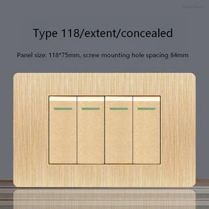 Panel de PC en oro cepillado, 2 juegos de indicadores LED rectos unidireccionales, interruptor de encendido/apagado de 16A, interruptor universal para escaleras y paredes. - Product Image 6