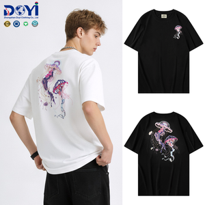 T-shirt à manches courtes pour <span class=keywords><strong>homme</strong></span> en coton 100% surdimensionné de qualité supérieure avec broderie d'animaux personnalisée DUYI - Product Image 1