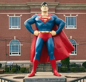 Estatua personalizada de superhéroe, resina, Superman, escultura de fibra de vidrio