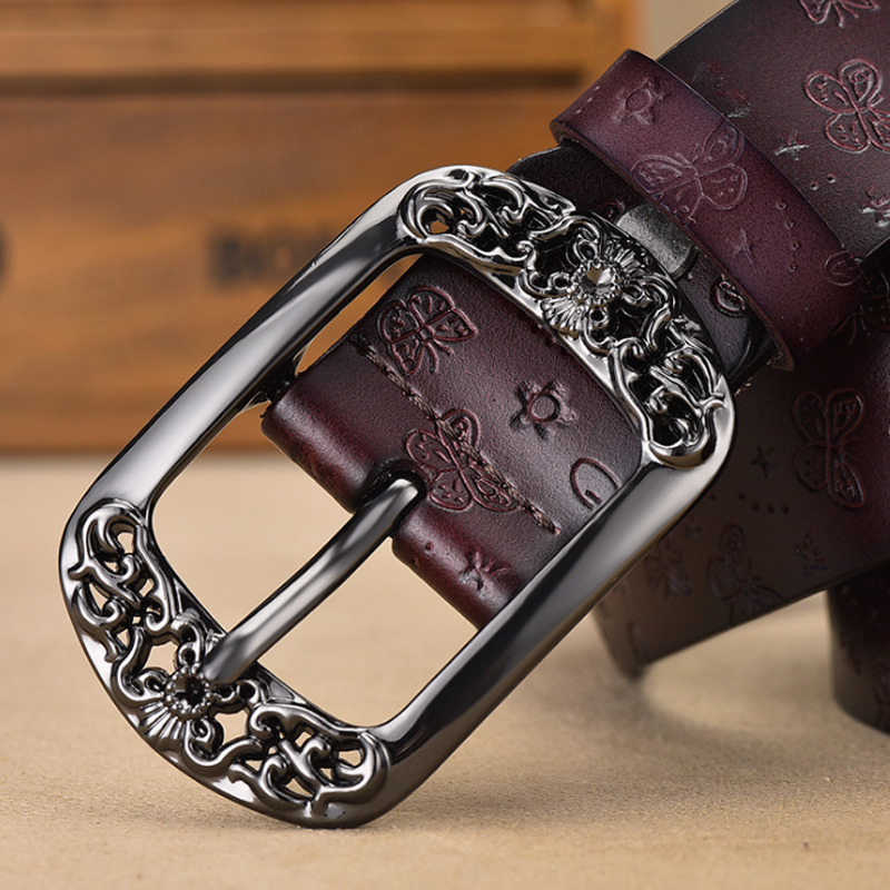 Butterfly Emboss Designer Luxury Stylish Genuine Leather Belt for