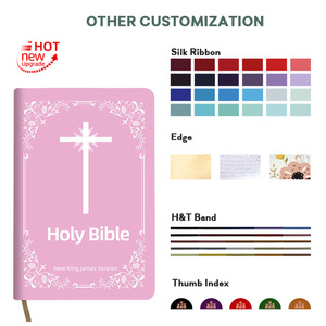 Personalizzazione esclusiva classica rosa in pelle PU bibbia NKJV con testo inciso Design per i servizi della chiesa cristiano devozionale - Product Image 6
