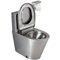 2026 WC monobloc à siphon intégré en acier inoxydable 304, design minimaliste moderne, économie d'eau, désodorisant, pour prison