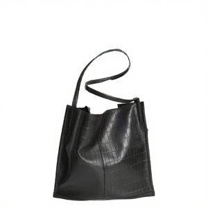 Sacs fourre-tout d'épaule en cuir véritable légers à motif pierre, style urbain simple, personnalisables, directement de l'usine - Product Image 3