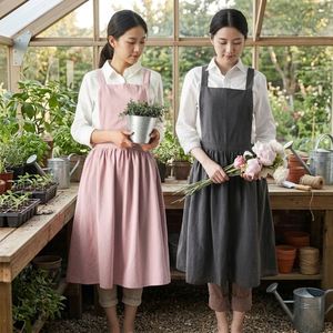New French Linen Cotton Blend Sleeveless <b>Disposable</b> Vintage Florist Painting Gardening Pleated Kitchen <b>Apron</b> for - Product Image 1