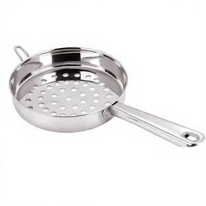 Colador de Fideos Redondo de Acero Inoxidable con Acabado Espejo Cromado, Ecológico, Seguro para Contacto con Alimentos, 18 cm, Utensilios de Cocina - Product Image 1