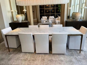 Sassanid American Mid-century Hot Sale Luxury <strong>Dining</strong> Rooms Hand Forged Brass Rectangular <strong>Dining</strong> <strong>Table</strong> Marble Top