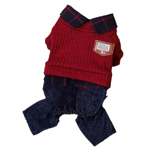 Pet <b>Dog</b> Cat Two Piece Patchwork Fleece Lined Thick Knitted Cotton Clothing <b>For</b> <b>Small</b> <b>Dogs</b> Winter Wear Comfortable Style - Product Image 4