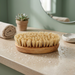 Brosse à raser en poils de blaireau avec base en bois et manche en bambou pour l'entretien et le soin de la barbe masculine - Product Image 5