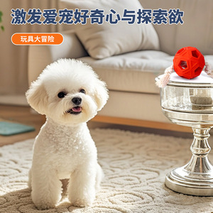 Rubber <b>String</b> <b>Ball</b> Dog Toy Chewable Interactive Pet Toy Medium Size Red With Rope For Teething And Energy Release - Product Image 3