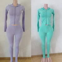 Ensemble de survêtement 2 pièces pour femme avec logo personnalisé, comprenant une veste à capuche et un pantalon de jogging à revers