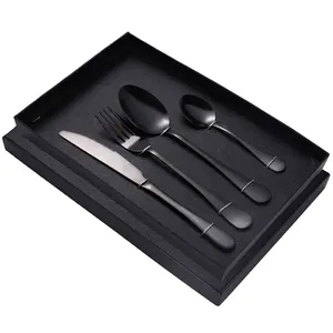 4 Pcs 1010 Besteck Geschenkset Gabel Messer Löffel Restaurant Party Geschirr Essen Utensilien Schwarz Besteck Besteck Set