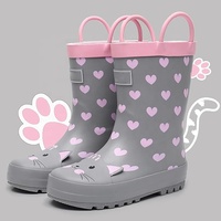 Bottes de pluie pour tout-petits avec poignées faciles à enfiler, bottes de pluie en caoutchouc imperméables pour enfants, filles et garçons, chaussures amusantes imprimées pour l'extérieur