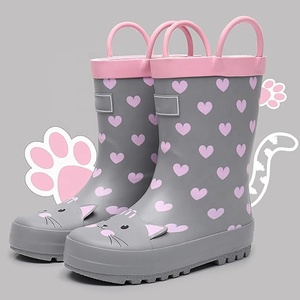 <span class=keywords><strong>Bottes</strong></span> de pluie pour tout-petits avec poignées faciles à enfiler, <span class=keywords><strong>bottes</strong></span> de pluie <span class=keywords><strong>en</strong></span> <span class=keywords><strong>caoutchouc</strong></span> imperméables pour enfants, filles et garçons, chaussures amusantes imprimées pour l'extérieur - Product Image 3