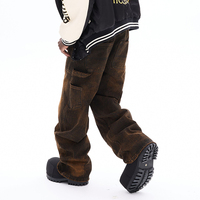 Pantalon de travail vintage marron tendance, robuste et élégant, avec patchwork en denim style Wasteland, pour homme