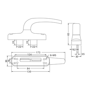 Tay Cầm Khóa Đa Điểm Với 2 Khớp Nối Khớp Nối Khóa Và Tay Cầm Cho Cửa Ra Vào Và Cửa Sổ Bằng Nhôm Với Malaysia Bharain - Product Image 2