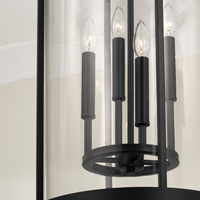 Lustre à bougies de style français, industriel et transitoire, avec cadre en laiton et pendentifs en verre, pour îlot de cuisine, chambre et salon