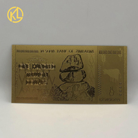 Billet de banque souvenir en or et argent du Zimbabwe, impression UV, vente en gros