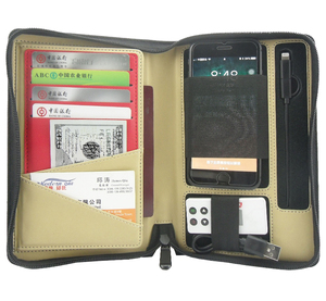 Portafoglio in pelle con Logo personalizzato Modernqiu A5 portafoglio Business in espansione di File portafoglio con Power Bank cancelleria ufficio - Product Image 3