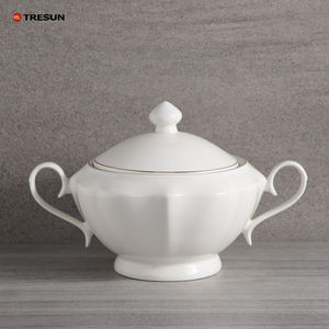 White Golden Rim Luxury 32-Piece Full Complete Collection Bone China Fine Porcelain <b>Dinnerware</b> Cup Kit Classic Microwave - Product Image 2