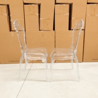Chaises empilables de mariage pour banquet, dossier à couronne transparente, chaise d'hôtel en résine plastique acrylique pour événement