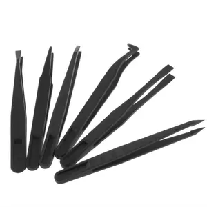 Wholesale Conductive Black White Smart Industrial Pointed ESD Antistatic Carbon Fiber Plastic Tweezers
