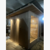 Sauna extérieur moderne en cèdre rouge pour 4 personnes, construction solide, toit incliné, façade en verre sans joint, sauna à vapeur, usage commercial