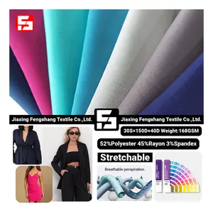 Supplier factory 52% polyester 45% rayon 3% spandex blend weft stretch suit fabric for italian suit scrubs nurse uniform fabric