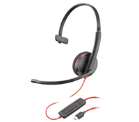 Headset Kulit Poly Plantronics Blackwire 3210 USB-C Berkabel Over-Ear dengan Mikrofon Boom untuk Ponsel dan Komputer