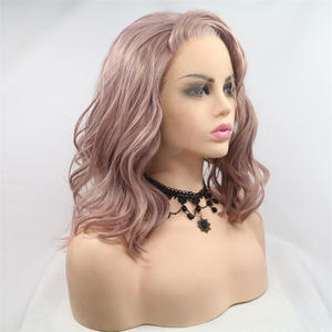 Cross-border Hot-selling Wig Headpiece Female <strong>Lacewigs</strong> Sand pink Forehead 13*4 Hand Hook Chemical Fiber Wig - Product Image 4