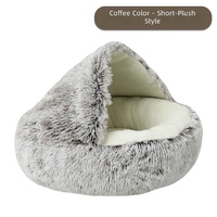 Lit pour chat en peluche semi-fermé, lit pour chien, tanière ronde pour animaux de compagnie, 4 tailles 40/50/65/80 cm, 8 couleurs