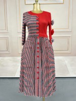 Robe midi plissée Miyake avec imprimé bicolore, grande taille, écologique pour femmes, style ajusté élégant