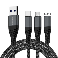 Smartilike XW01 kabel USB mikro Tipe C, kawat ponsel kepang 2,1 A cepat, kabel data untuk iphone 17 SAM S25
