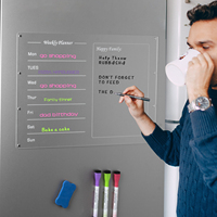 Planificateur de calendrier personnalis￩ 17x12 pouces r￩utilisable en acrylique transparent magn￩tique effa￧able ￠ sec pour r￩frig￩rateur