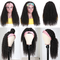 Perruque bandeau en cheveux humains vierges brésiliens non traités, pas chère, sans dentelle, bouclée crépue, en stock