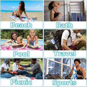 Soft Custom Beach Sand Free Recycle <b>Bath</b> Towel With Zipper Pocket - Product Image 2