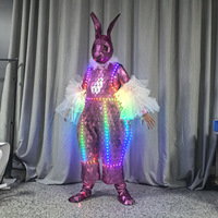 Costumes LED Lapin Rose Miroir pour Bar, Fête d'Anniversaire, Parc d'Attractions, Spectacle Ambulant, Défilé de Rue, Costumes Réfléchissants Effet Miroir